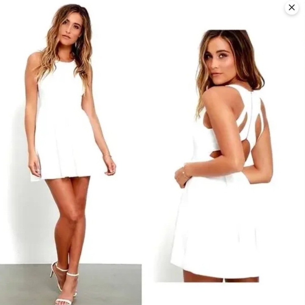 Lulu's White Sleeveless Fit & Flare Party Dress Pleated Skirt XL‎